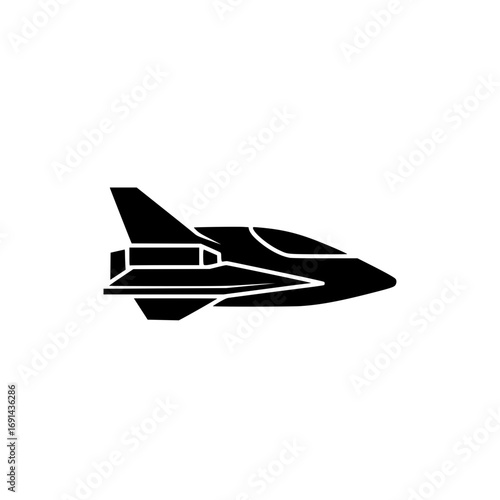 jet airplane silhouette representing military, aviation, and supersonic aircraft.