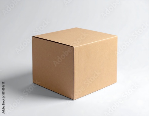 Kraft cardboard box awaits shipping on a white background perfect for product mockups and packaging concepts