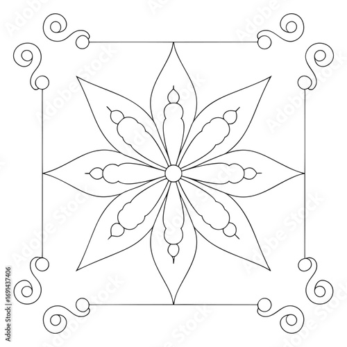 Elegant Hand-Drawn Floral Corner Frame Design for Decorative Embellishments