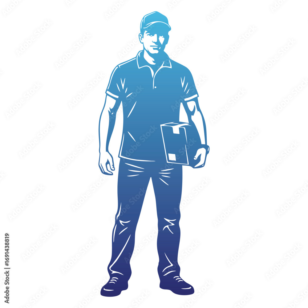 Obraz premium Delivery man holding a package ready for shipment.