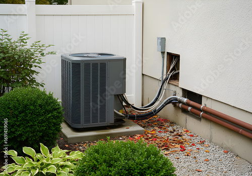 Air conditioning unit outside a house