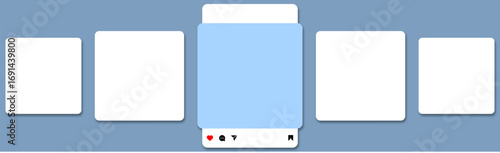 Social Media Square Post, Carousel Post Template With Like, Comment, Share and Save icons