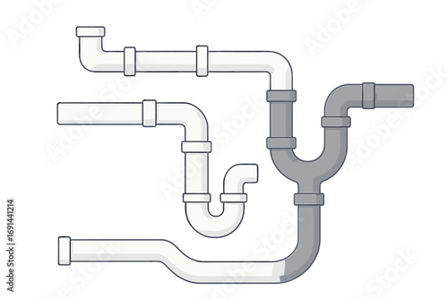 Modern bathroom plumbing employs high-performance PVC pipes in white and grey, celebrated for their efficient fluid flow and effective drainage, making them a favored choice in contemporary