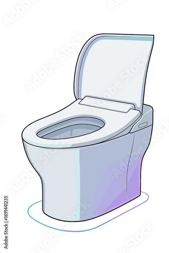 A futuristic automatic toilet featuring neon lighting sits in a modern bathroom, offering a sleek, contemporary toilet bowl