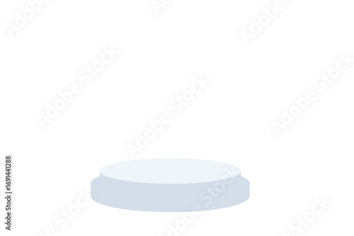 D rendering of a future-themed pedestal display platform, featuring a blank product stand illuminated with a glowing light