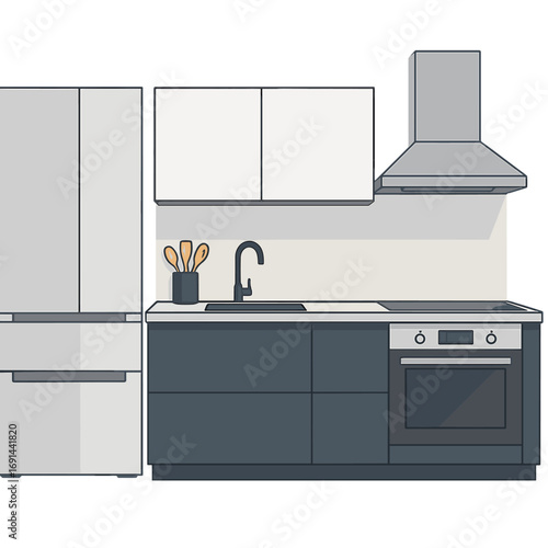 Enter the next era of European design with this contemporary kitchen that showcases sleek minimalist style and cutting‑edge stainless steel appliances