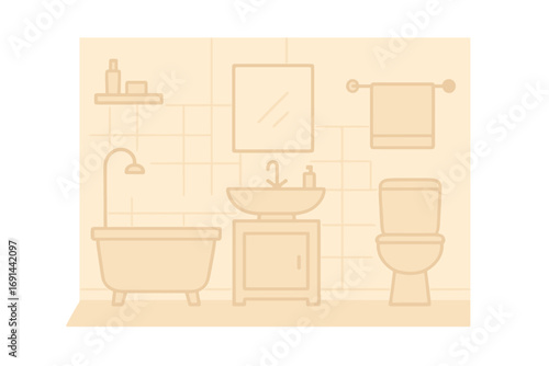 Serene beige pastel bathroom interior – a blank canvas awaiting future artwork
