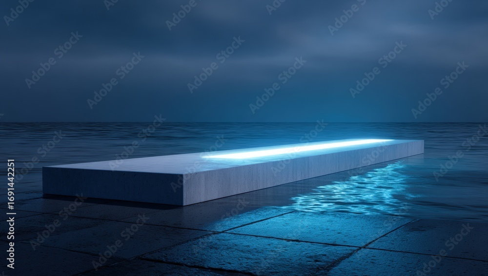 Obraz premium Abstract platform at night over water
