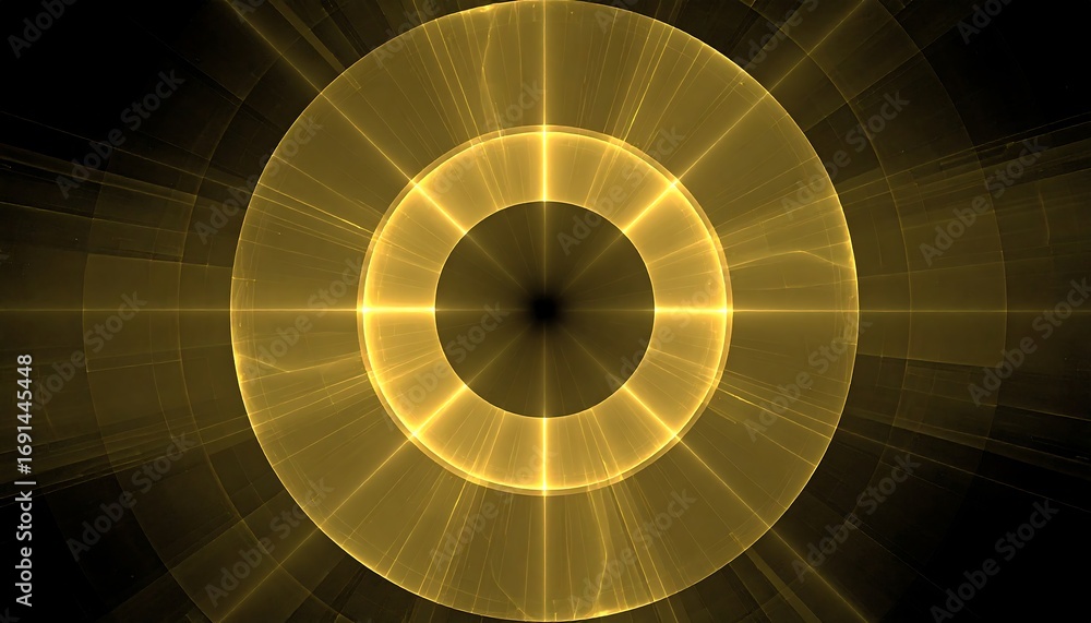 Fototapeta premium Golden concentric circles radiating light