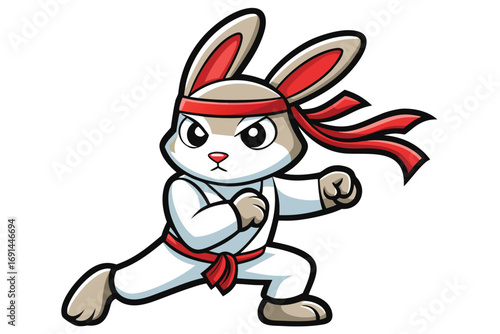 1  Rabbit karate fighting pose with headband 