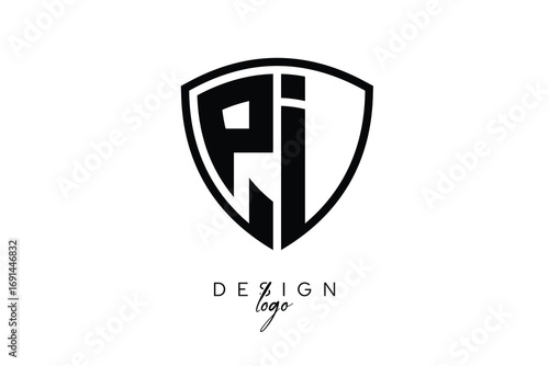 PI  Shield Letter Logo Modern Monogram Emblem for Security, Sports, Corporate & Premium Branding