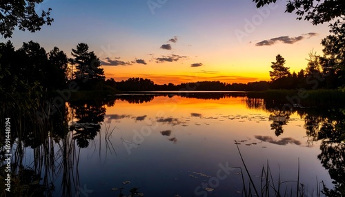 Wallpaper Mural Serene sunset over a lake Torontodigital.ca