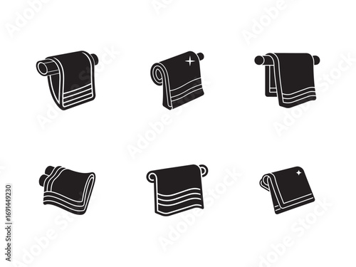 Bathroom Towel Collection Graphic Resource for Hygiene and Cleanliness Presentation Set of Organized Cloths for Washing