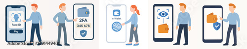 Flat Style Illustration Various Secure Mobile Payment and Authentication Security Method