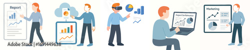 Simple Style Illustration of Business Professional Analysis Presentation Charts Set