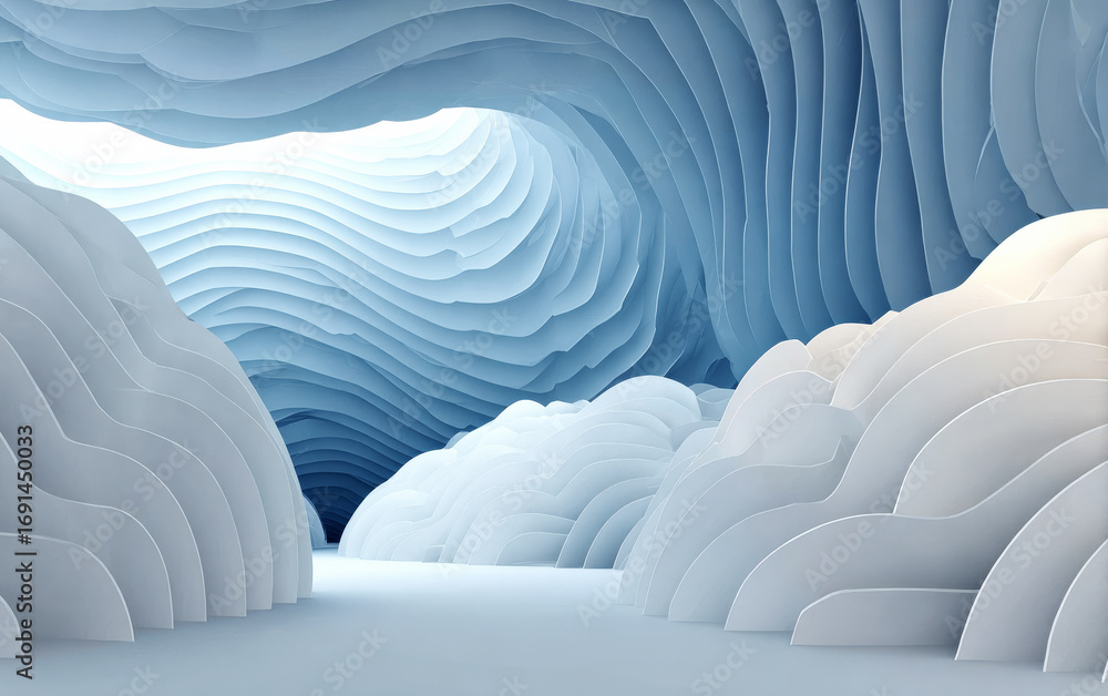 Fototapeta premium Abstract Wave-like Geometric Shapes in a Modern Design Setting