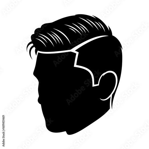 Stylized silhouette of a man s head with modern hairstyle