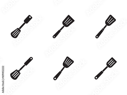 Black spatula icon pattern on white background kitchen tools for cooking utensils design seamless texture graphic design template vector illustration