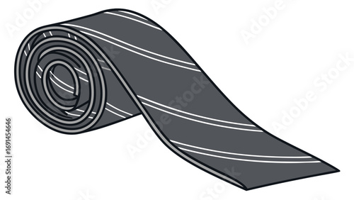 Rolled Striped Fabric Textile Material Design Element Pattern Texture Illustration.