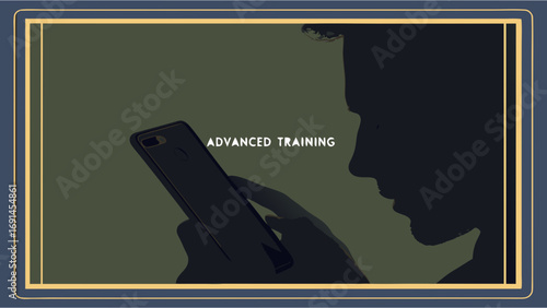 Silhouette of a Person Using a Smartphone for Online Education or Training.