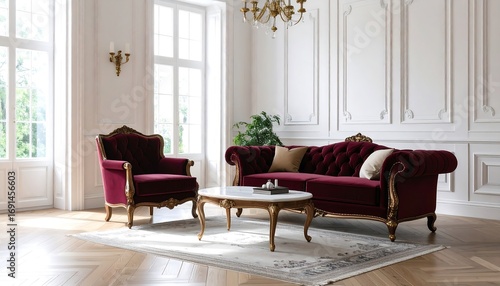 Luxurious burgundy living room
