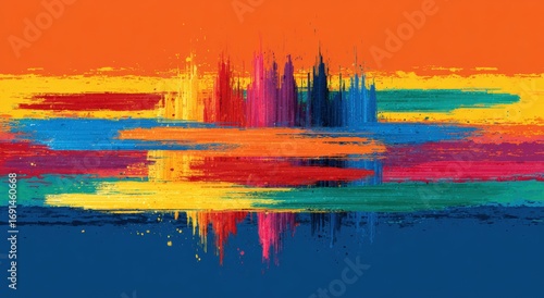 Abstract colorful paint strokes