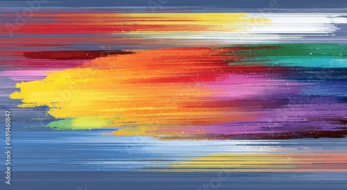Abstract colorful horizontal brushstrokes