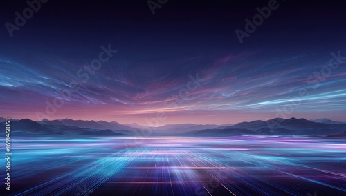 Digital landscape at dawn