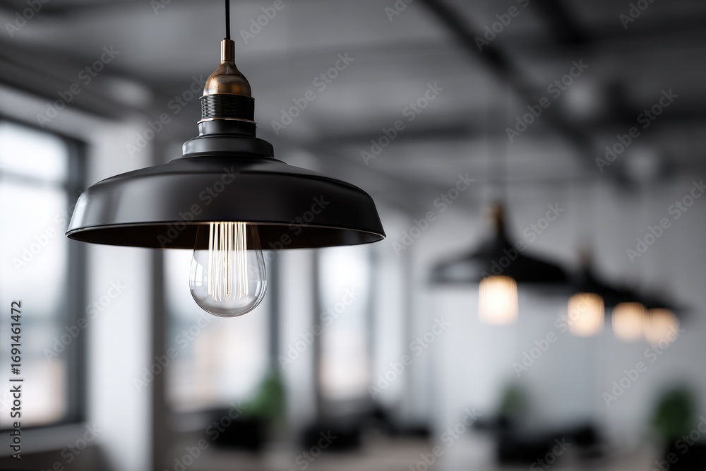 Obraz premium Modern pendant lights in an office space