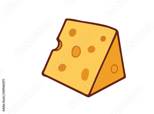 Swiss Cheese Delights: A cheerful illustration of a triangular cheese wedge, showcasing the iconic holes that denote its Swiss origins and inviting the viewer into a world of flavor and texture.