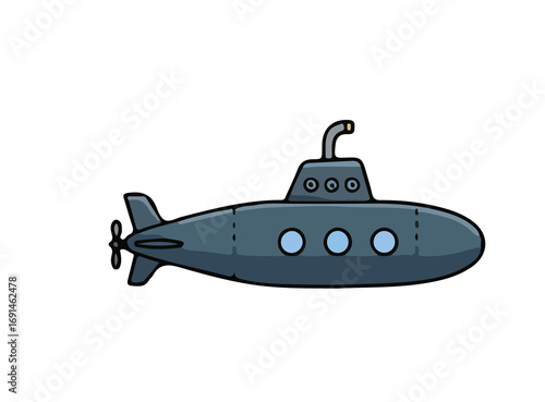 Submarine in Ocean: A sleek and stylized submarine, designed for underwater exploration, cuts through the deep ocean, ready to uncover marine secrets and navigate uncharted waters.