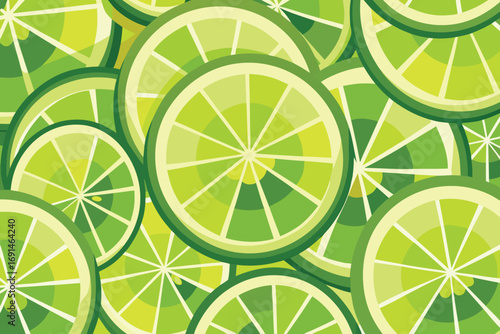 Vibrant green citrus lime slices pattern background fresh healthy food ingredient abstract
