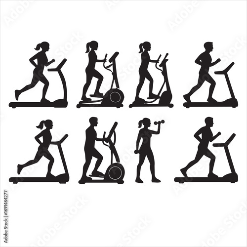 set of fitness silhouettes