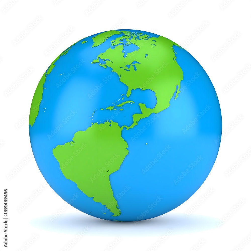 Fototapeta premium Simple 3D Earth Globe with Green Continents