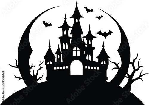 halloween castle vector illustration