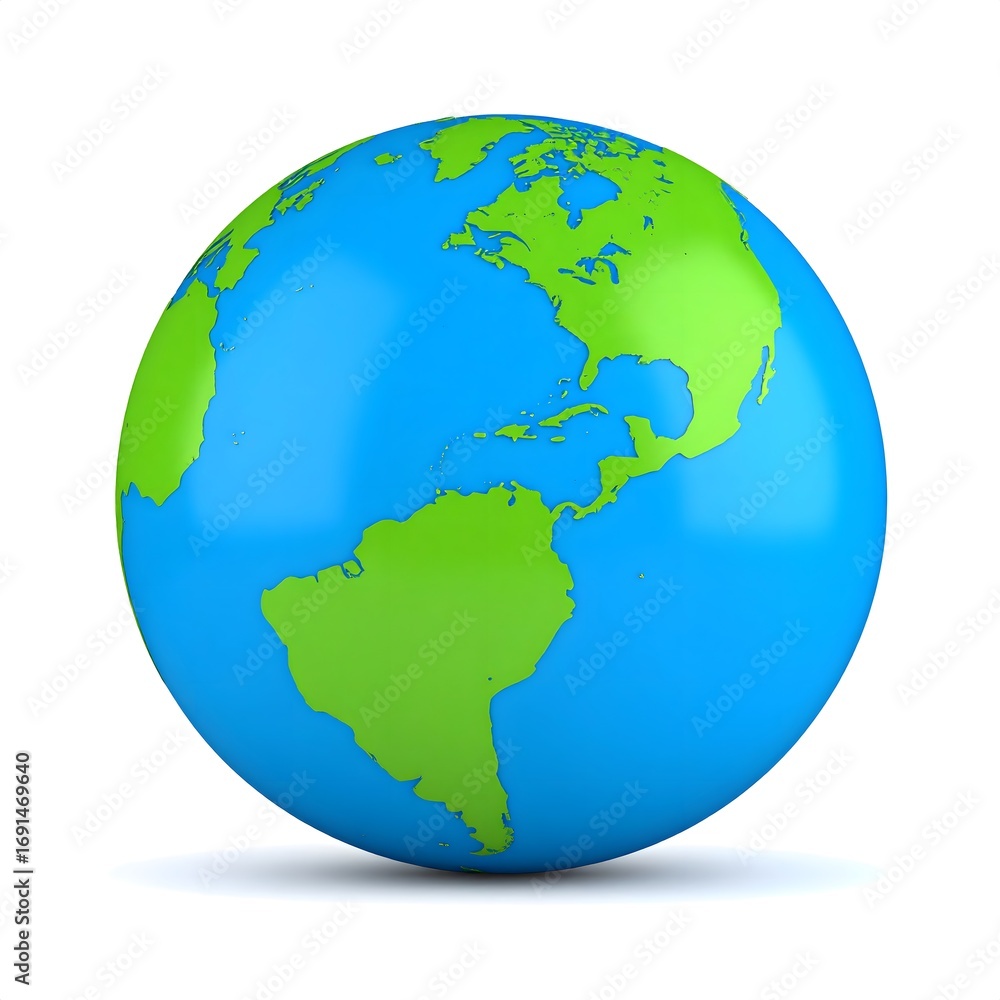 Fototapeta premium Simple 3D Earth Globe with Green Continents