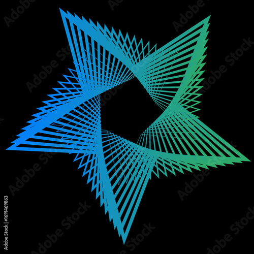 Minimal colorful abstract form in black background. Forma colorida abstracta con lineas.