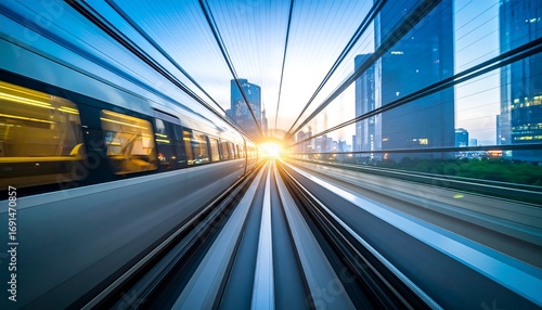 Fototapeta Naklejka Na Ścianę i Meble -  Modern city transit, blurred motion