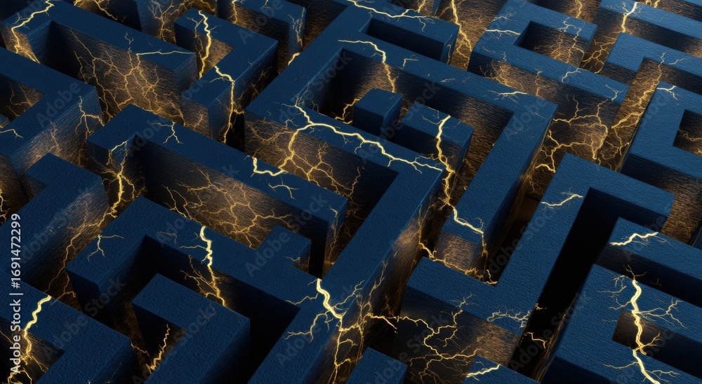 Obraz premium Complex maze, electric patterns