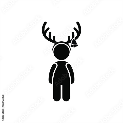 Black silhouette icon of a person wearing reindeer antlers.