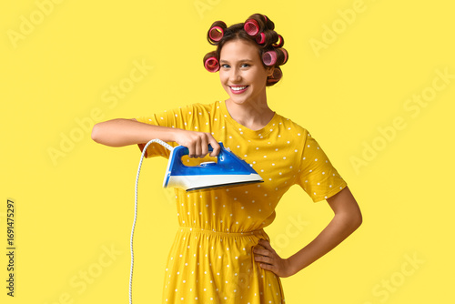 Smiling young woman with ir...