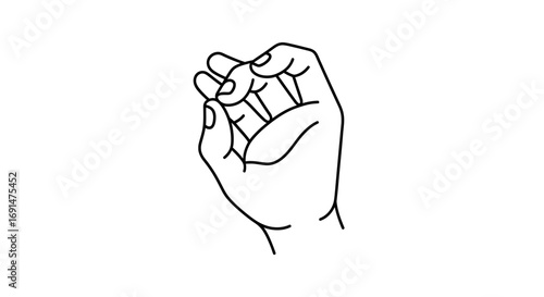 Minimalist Line Art of a Hand Making a Pinching Gesture