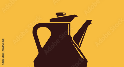 Dark Brown Oil Can Silhouette with Spout and Lid