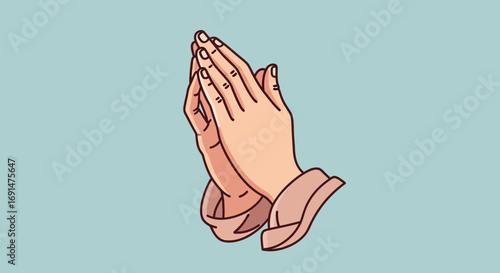 Praying Hands in a Cartoon Style Illustration