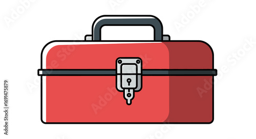 Red Toolbox with Silver Latch and Black Handle