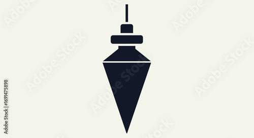 Simple Dark Blue Plumb Bob Icon with Hanging String