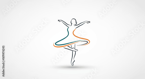Elegant Ballerina Silhouette with Flowing Dress and Graceful Pose