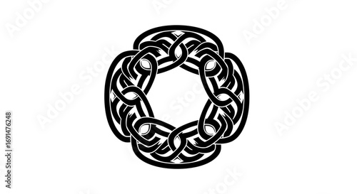 Intricate Black Celtic Knot Design with Circular Interlocking Pattern