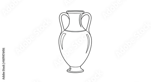 Classic Ancient Greek Amphora Vase with Two Handles
