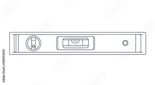 Simple black outline illustration of a rectangular spirit level with bubble vials.